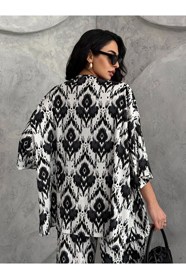 Patterned Double Kimono Set (Comfortable Fit) - 5