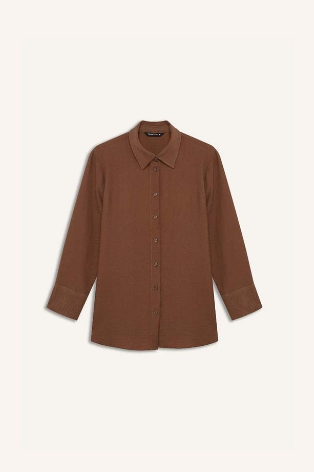 Yeni Sezon Regular Fit Basic Düz Uzun Kollu Gömlek - 1