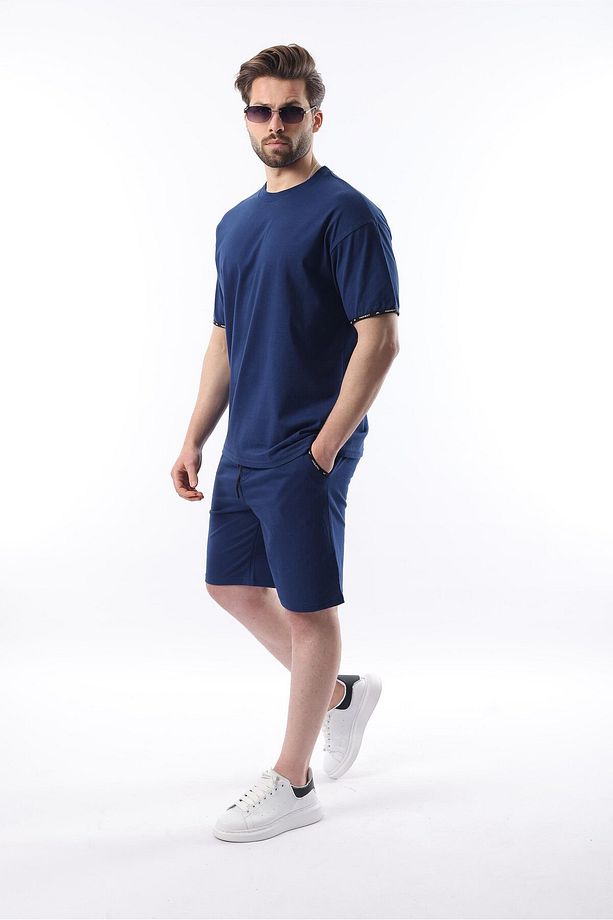 Lacivert Basic Erkek Şort T-shirt Takımı E7307 - 5
