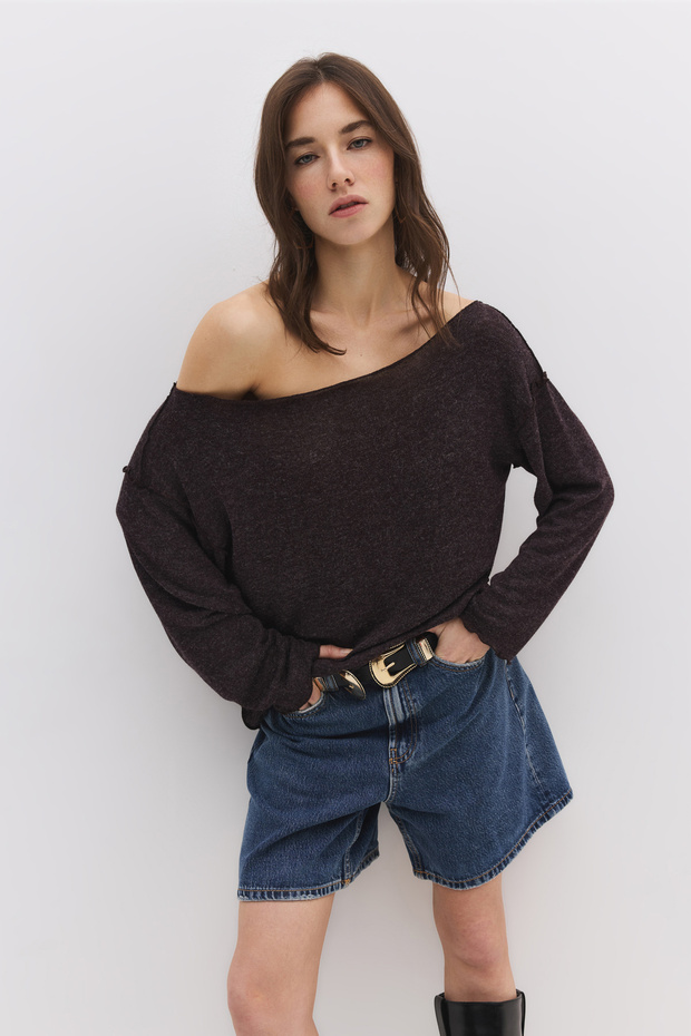 Boat Neck Flowy Blouse
