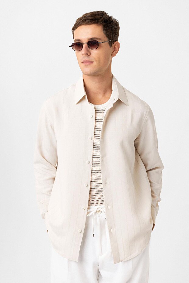 Stone Relax Fit Striped Men's Shirt