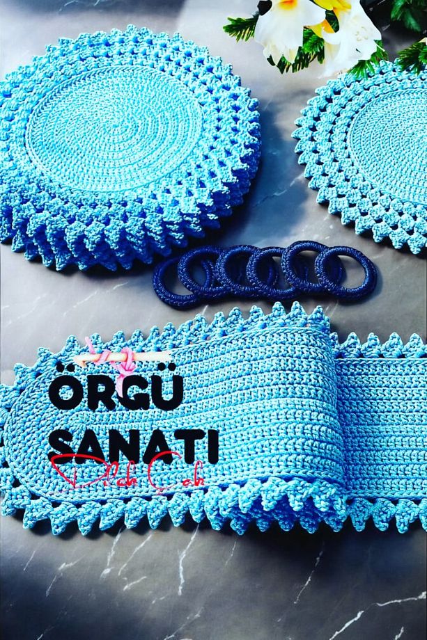 El Örgüsü 6 Kişilik Polyester Soft Makrome Çıtı Pıtı Model Supla Takımı - 4