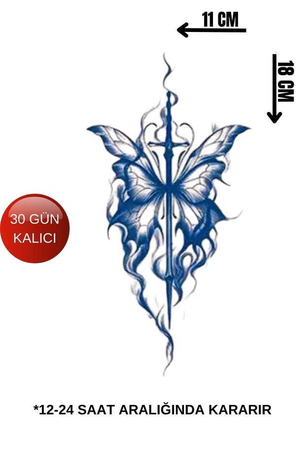 30 Gün / 1 Ay Kalıcı Kelebek Figürlü Geçici Dövme Tattoo - 1