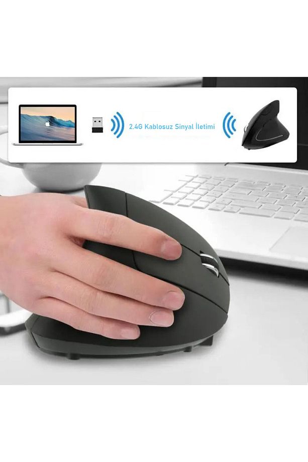 Oyuncu Mouse Bilek Destekli Ergonomik Kablosuz Dikey Mouse Vertical Gamer Mouse Fare - 1