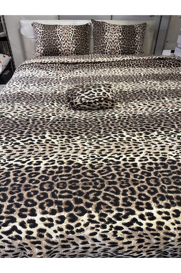 Pamuklu Tek Kişilik Fitted (LASTİKLİ) Çarşaflı Leopar Desenli Nevresim Takımı - 4
