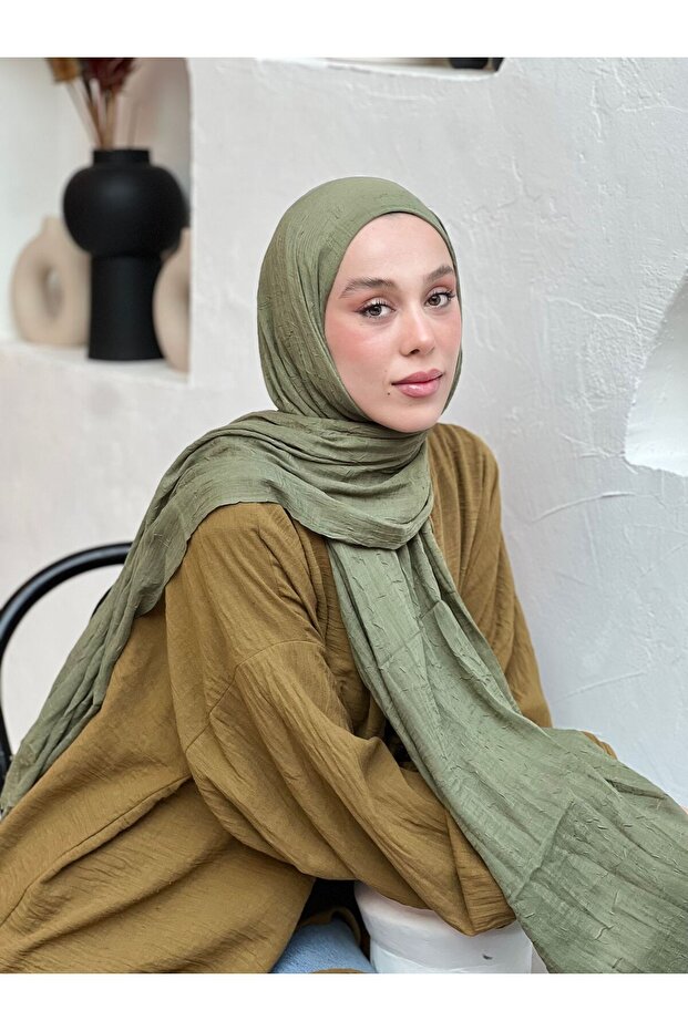 bambu yeşil çay rengi şal - 1