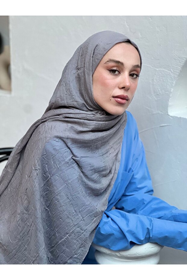 bambu gri rengi şal - 1