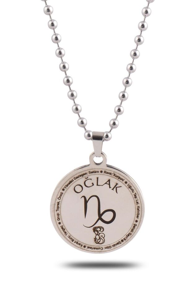 Men's Steel Necklace - Zodiac Engraved Men's Necklace