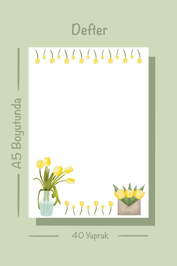 Yellow Tulip Notepad - Check Pluck Notebook, Glue Memo Pad, A5 Unlined Notebook - 6
