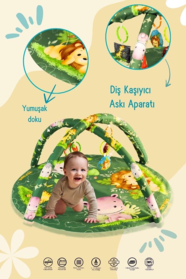 Neşeli Hayvanlar Oyuncaklı Oyun Minderi Oyun Halısı - 1