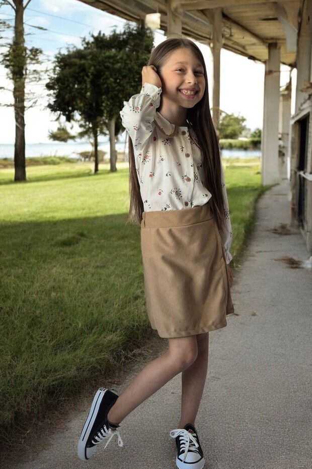 Kız Çocuk Bayramlık Gömlek Şort Takım - 3