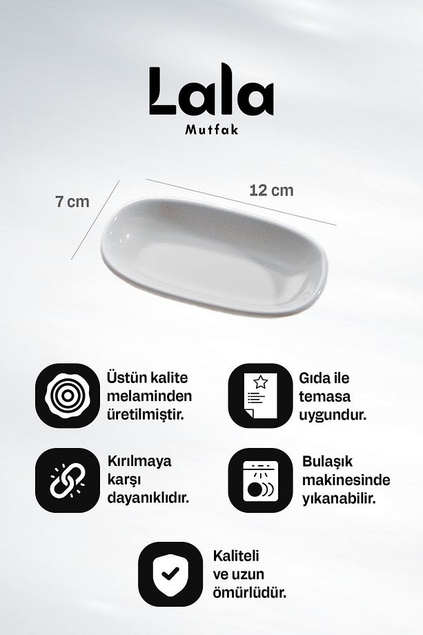 Gözde Küçük Kayık Tabak 6'lı (12X7 CM) - Kırılmaya Dayanıklı Kahvaltı, Çerezlik Ve Sunum Tabağı - 4