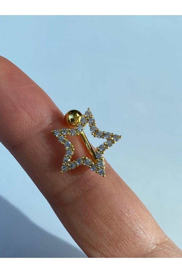 Yıldız Model Çelik Göbek Piercing - 5