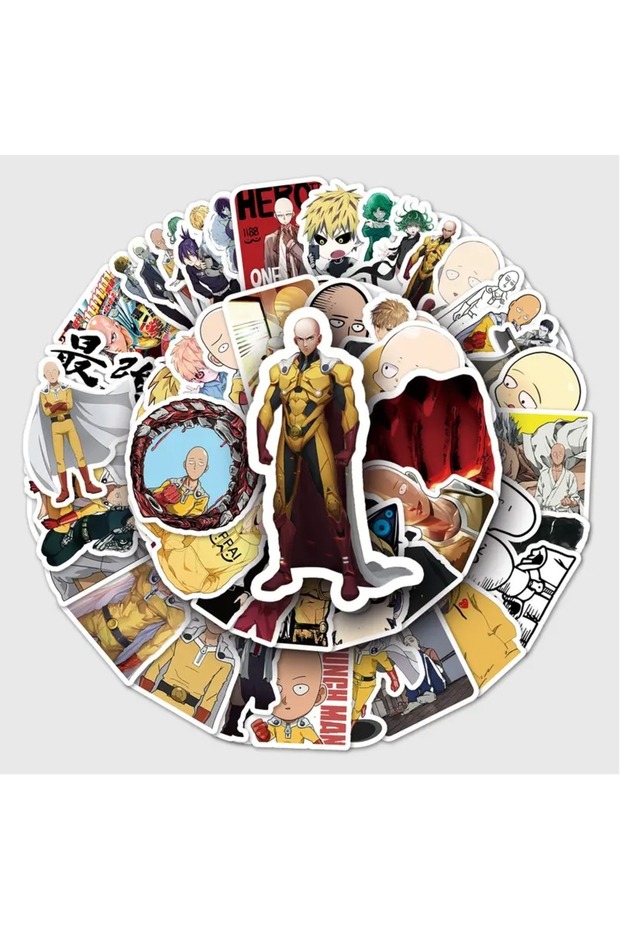 مجموعة ملصقات One Punch Man Anime Sticker 50'Lİ Mega Sticker Set للكمبيوتر المحمول والكمبيوتر اللوحي