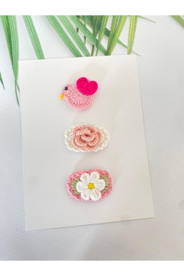 Kuşum Pink Set of 3 Hairless Baby Buckle Clips Newborn Buckle Baby Gift