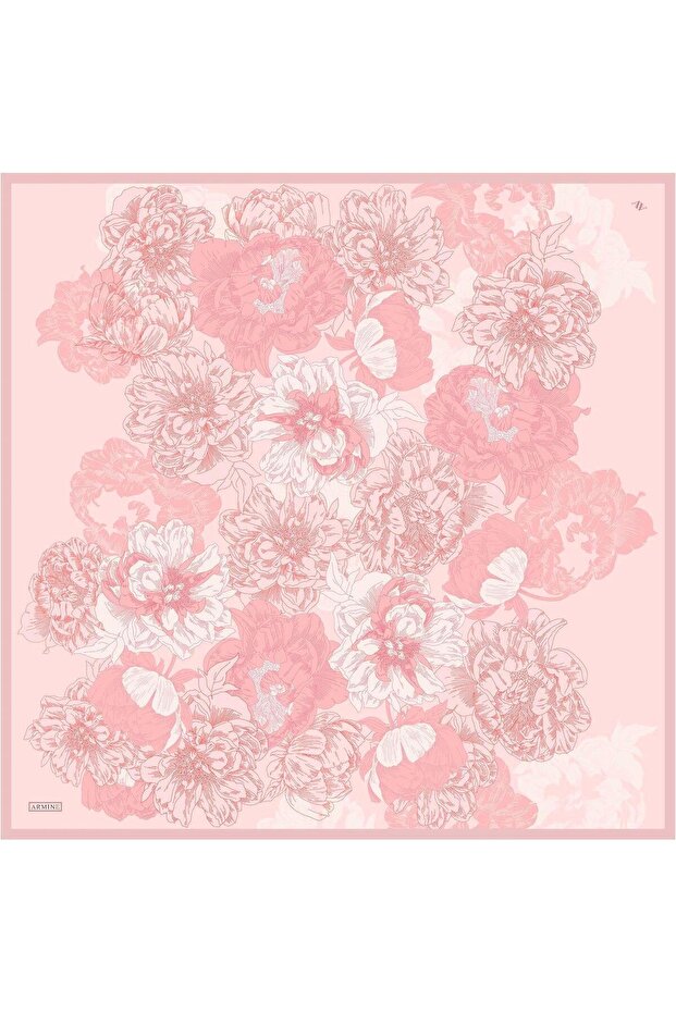 Desenli Saf Ipek Twill Eşarp 9330- 09 - 3