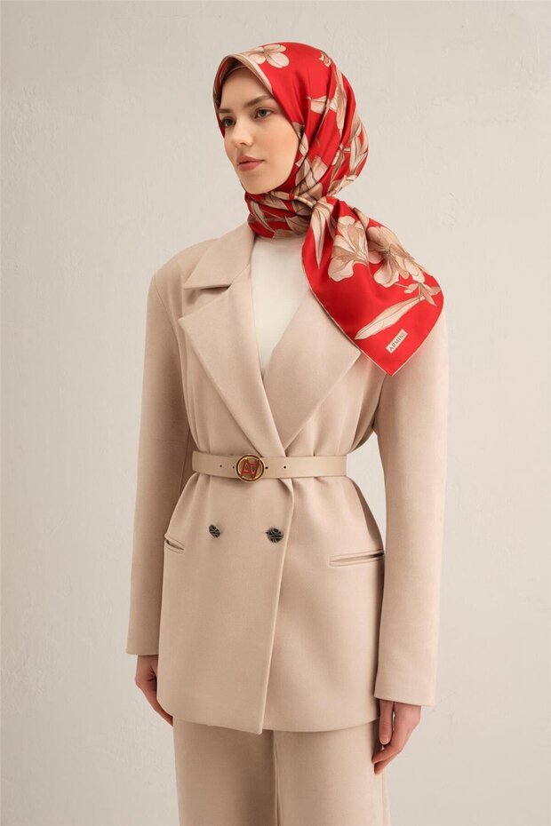 بنقشة زهور شال ساف حرير سورا 9324D 54