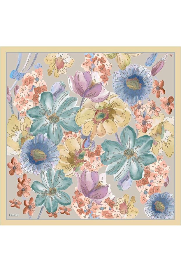 Desenli Saf Ipek Sura Eşarp 9318- 06 - 2