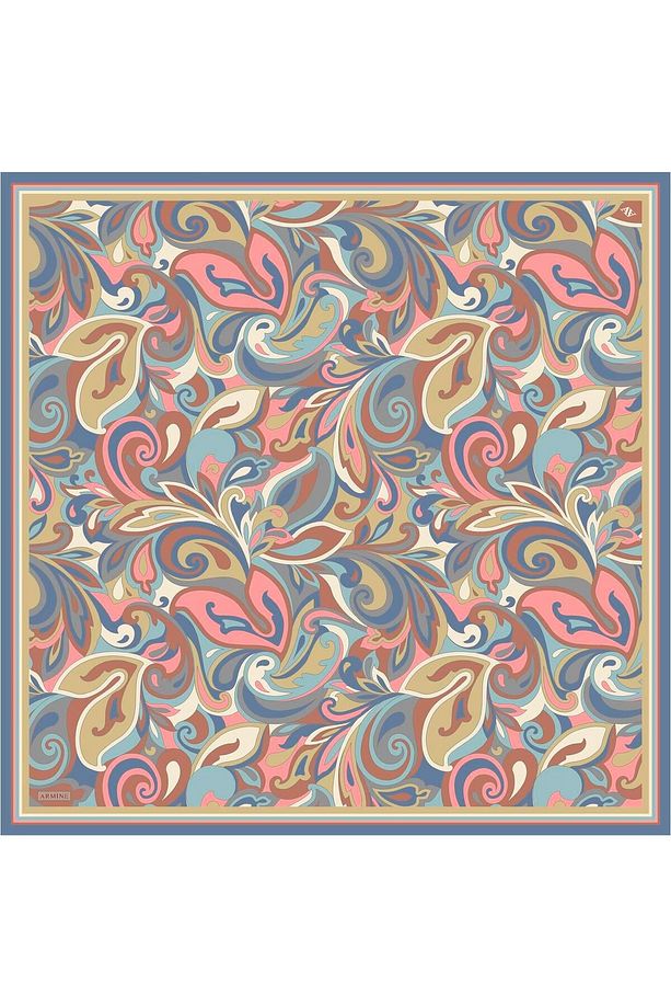 Desenli Saf Ipek Twill Eşarp 9323- 02 - 4