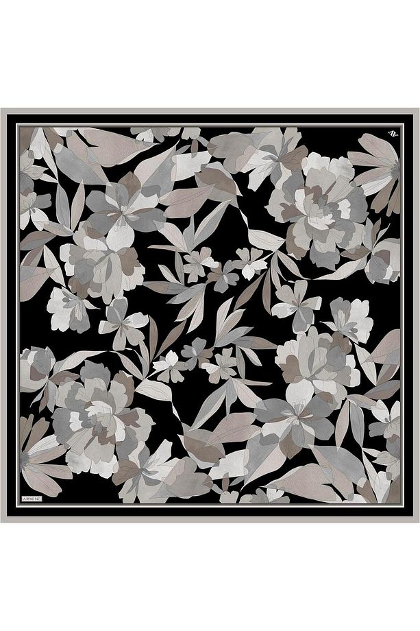 Desenli Saf Ipek Twill Eşarp 9312- 86 - 3