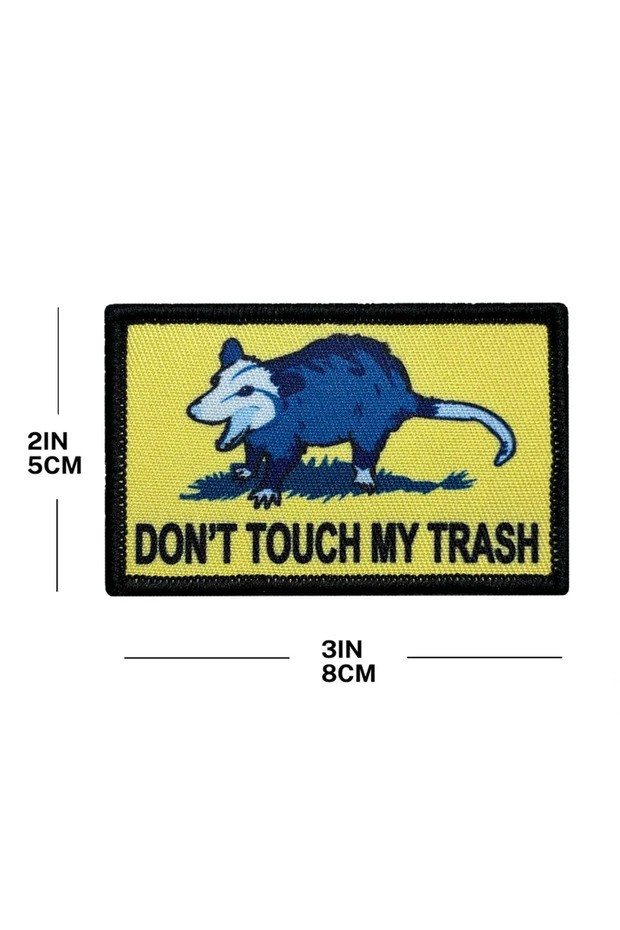 Brass Don't Touch My Trash & No Step on Snek 2'x3' Morale Patches with Hook and Loop Backing - Funny