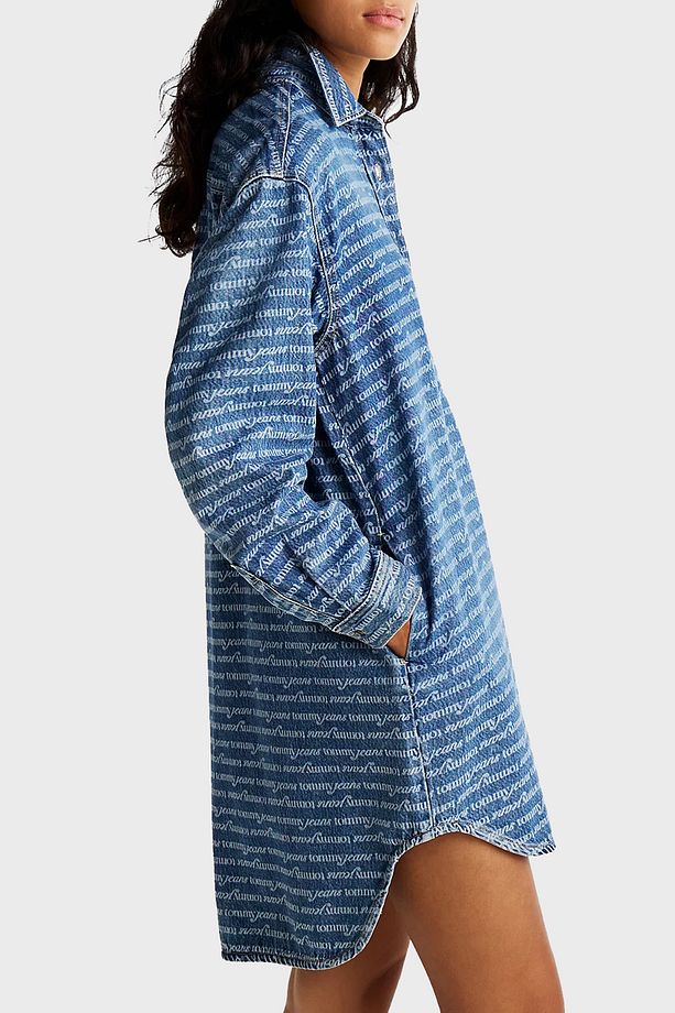 Pamuk Karışımlı Relaxed Fit Logolu Mini Kot Elbise ELBİSE DW0DW19790 1BK - 3