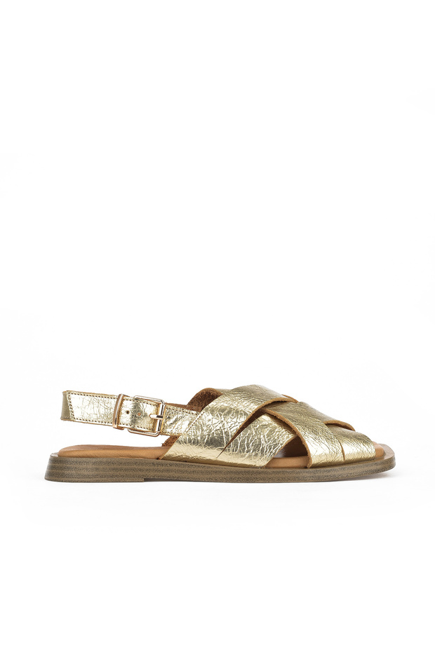 , Genuine Leather Women's Sandals 1511033 Z25014 Gold