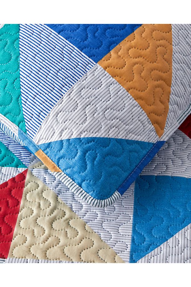Playful Triangles Çok Amaçlı Tek Kişilik Yatak Örtüsü Takımı 160x220 cm Yeşil - 4