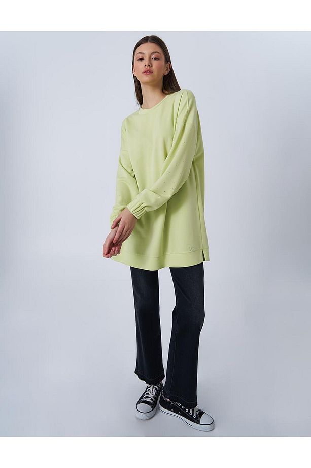 Hotfix Baskılı Scuba Sweatshirt Lime - 1