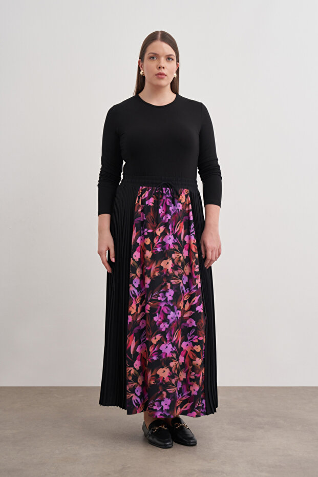 Piliseli Garnili Desenli Etek - 1