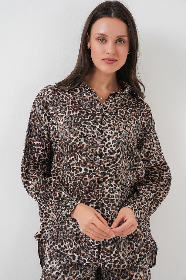 6699 Leopar Desenli Alt Üst Takım - C. Kahverengi - 4