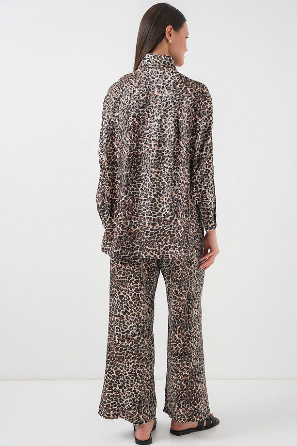 6699 Leopar Desenli Alt Üst Takım - C. Kahverengi - 6