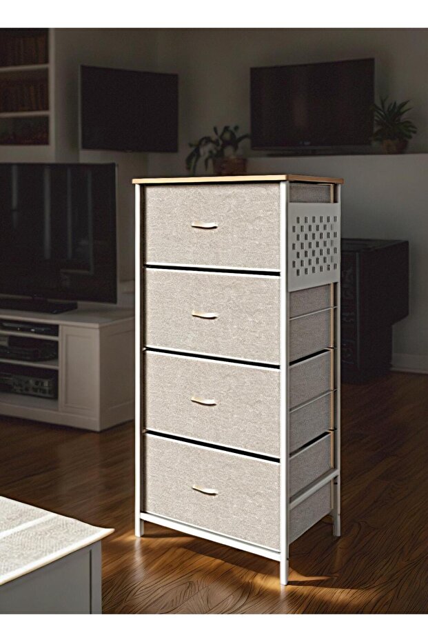 4-Layer Drawer Storage Cabinet Iron Frame Fabric Multi-Layer Storage Cabinet - 1