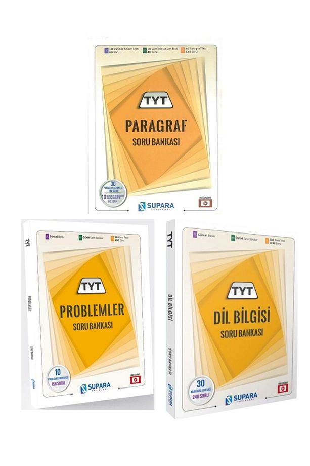 Supara YKS TYT Paragraf + Problem + Dil Bilgisi Soru 3lü Set - 1