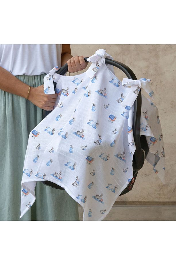 % 100 Pamuk Müslin Puset Örtüsü - Bébé Lapin - 1