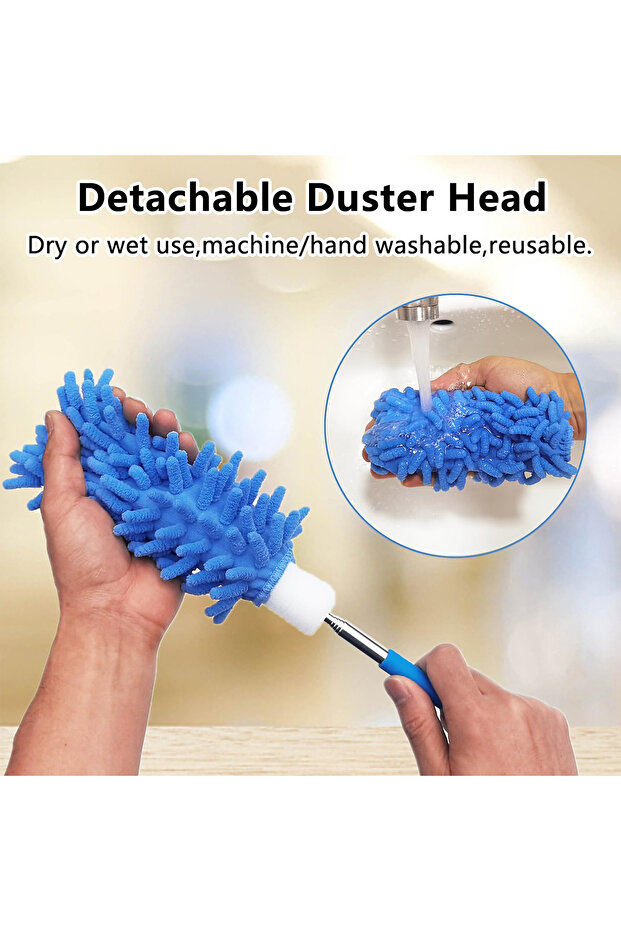 منفضة الغبار المصنوعة من الألياف الدقيقة قابلة للتمدد والفصل والغسل متعددة الأغراض للسيارة والمنزل (أزرق) - 6