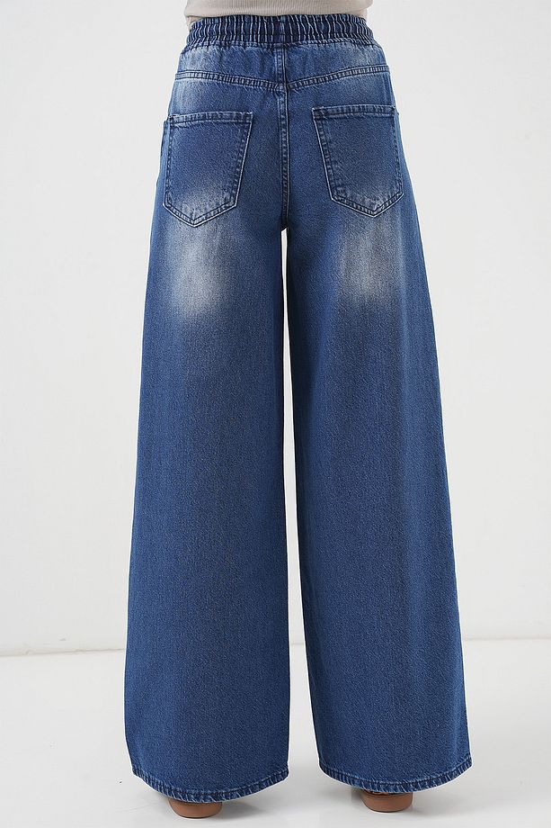 Kadın Bol Paça Kot Pantolon 6705 - Lacivert - 6