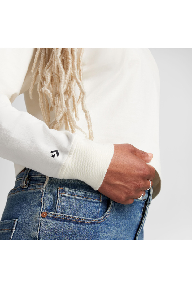 Classic Kadın Baskılı Krem Sweatshirt - 4