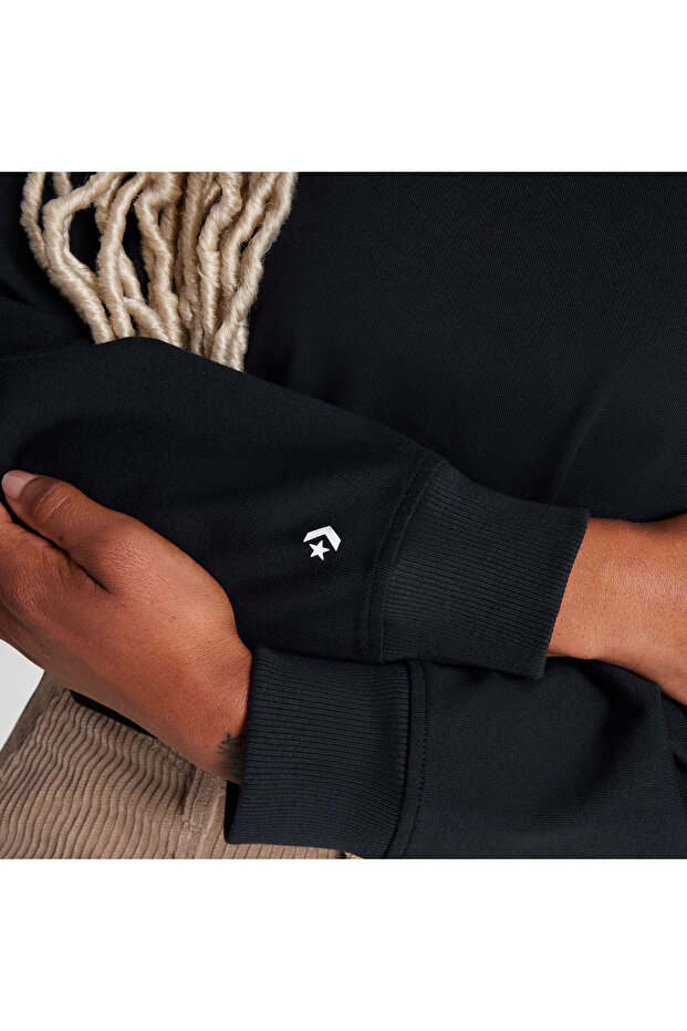 Classic Kadın Baskılı Siyah Sweatshirt - 4