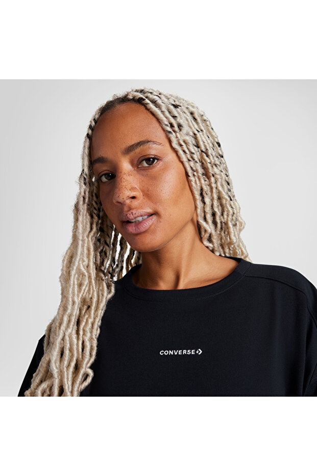 Classic Kadın Baskılı Siyah Sweatshirt - 5