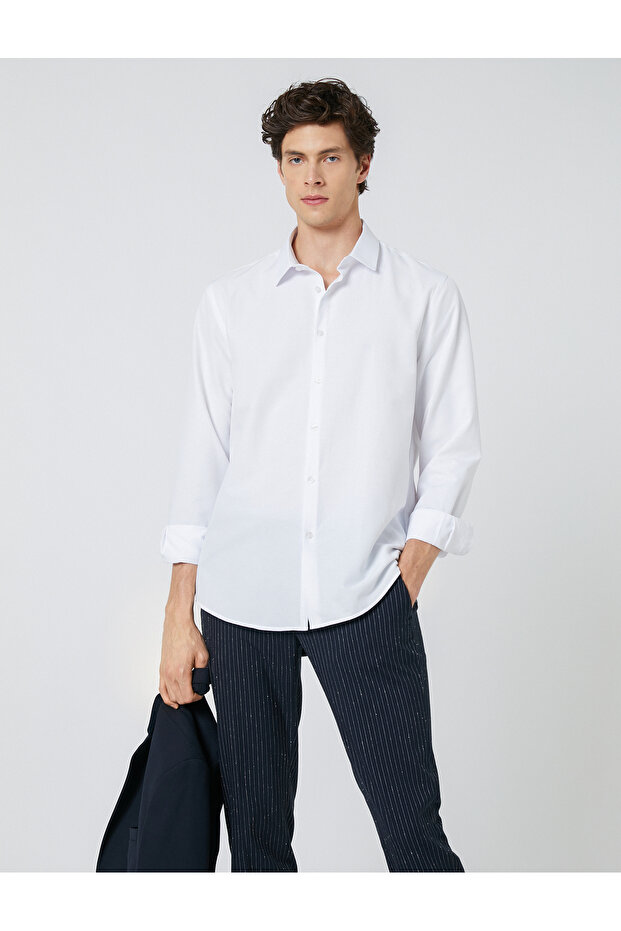 Sports Shirt Slim Fit Classic Collar Long Sleeve Non Iron