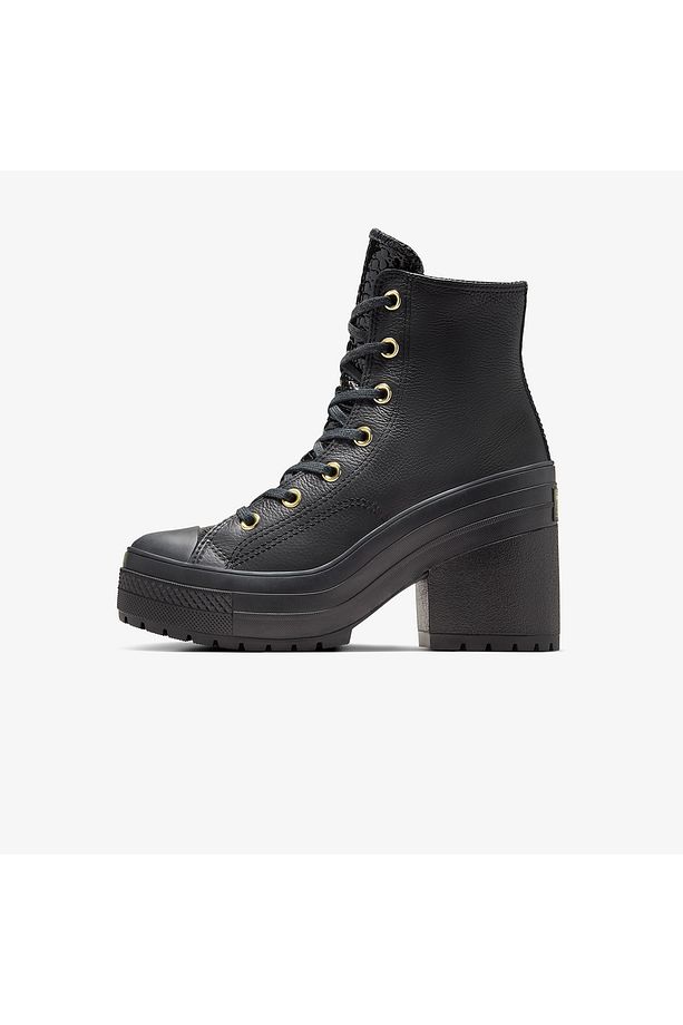 Chuck 70 De Luxe Heel Unisex Siyah Deri Platform Sneaker - 5