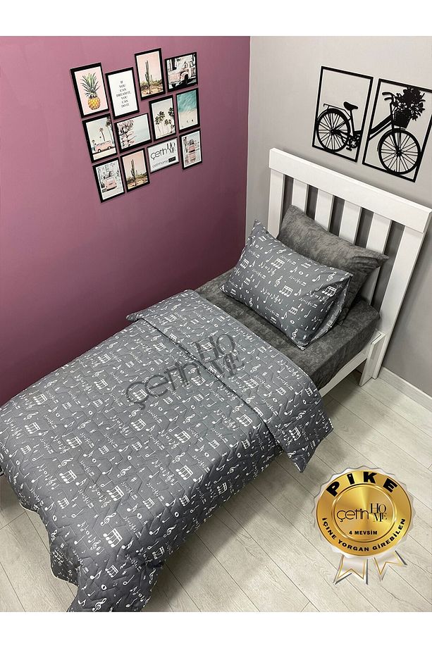 Çetinhome Tek Kişilik Kapitone Pike Seti 4 Mevsim Nota - 1