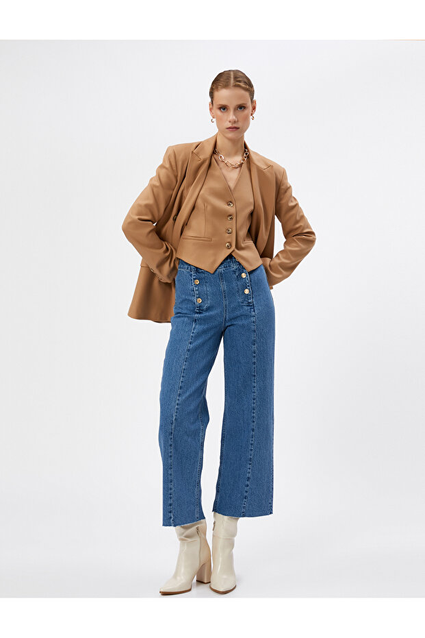 Wide Cropped Jeans High Waist - Sandra Jeans