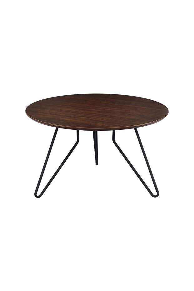 Jace Round Coffee Table L75xW75xH43cm - Walnut / Black