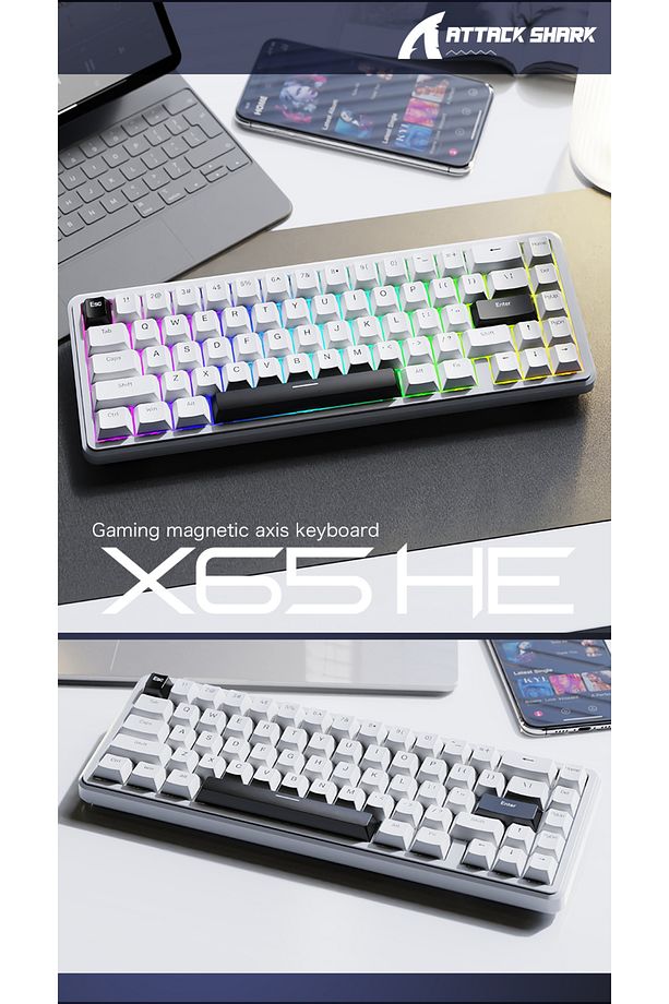 Attack Shark X65 He Manyetik Switch Rapid Trigger Gaming Klavye Hall Effect - 5