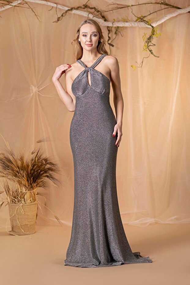 5962SİM SİMLİ ÖRME ABİYE ELBİSE - 1