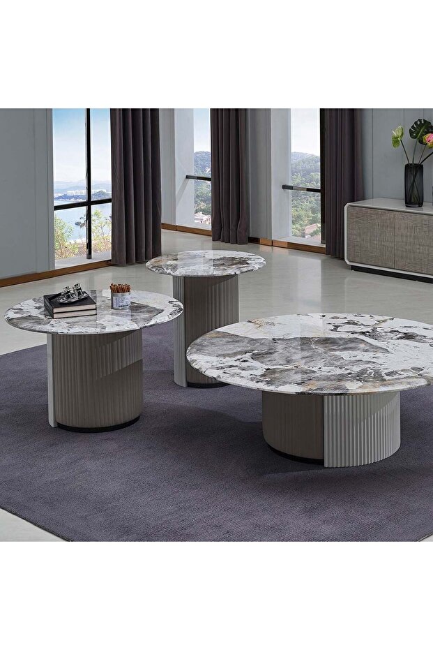 Hesdin Round Medium Coffee Table L80xW80xH40cm - Light Grey