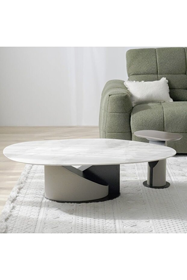 Escro Coffee Table + End Table Set L140xW83.7xH38.5cm - Marble