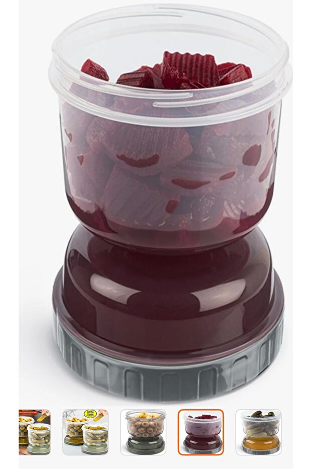 1 Piece Hourglass Model Olive Pickled Storage Container Storage Container with Strainer - 5